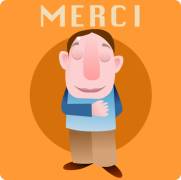 Carte de voeux : Merci, la main sur le cur