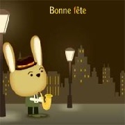 Carte de voeux : Lapin au saxo