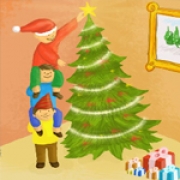 Carte de voeux : Sc&egrave;ne de No&euml;l