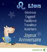 Carte de voeux : Lion - étoiles